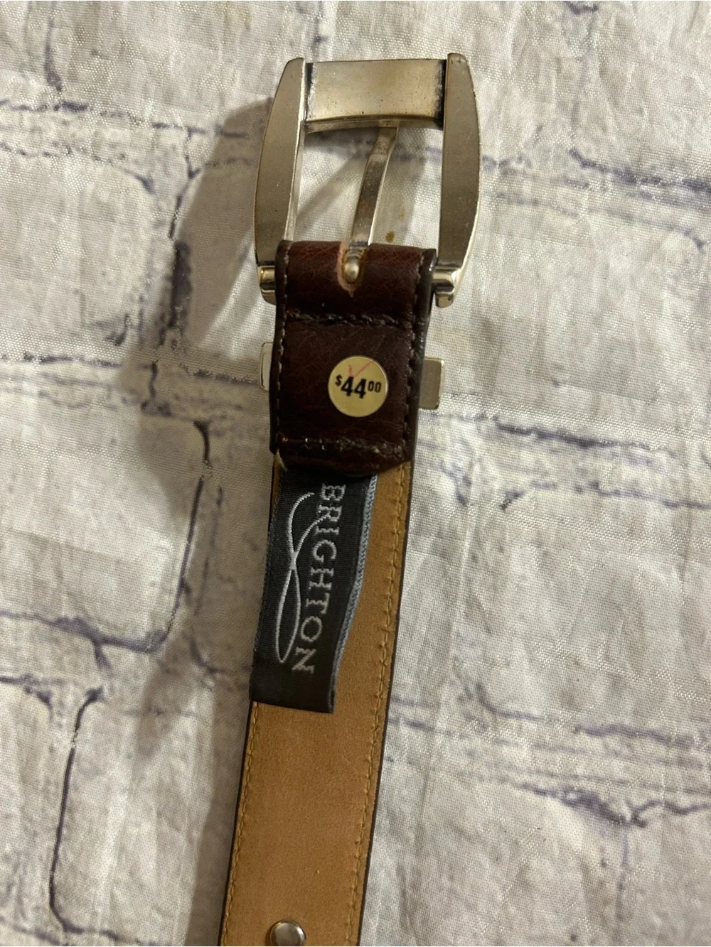 BRIGHTON CHOCOLATE BROWN LEATHER WITH STUDS SILVER TONE EMBELLISHED BUCKLE BELT